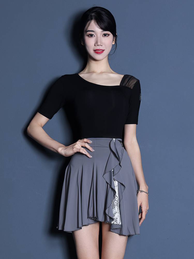 ACEDANCE Latin dancers modern dance dance top gauze stitching cotton long -sleeved exercise service square dance service SY293