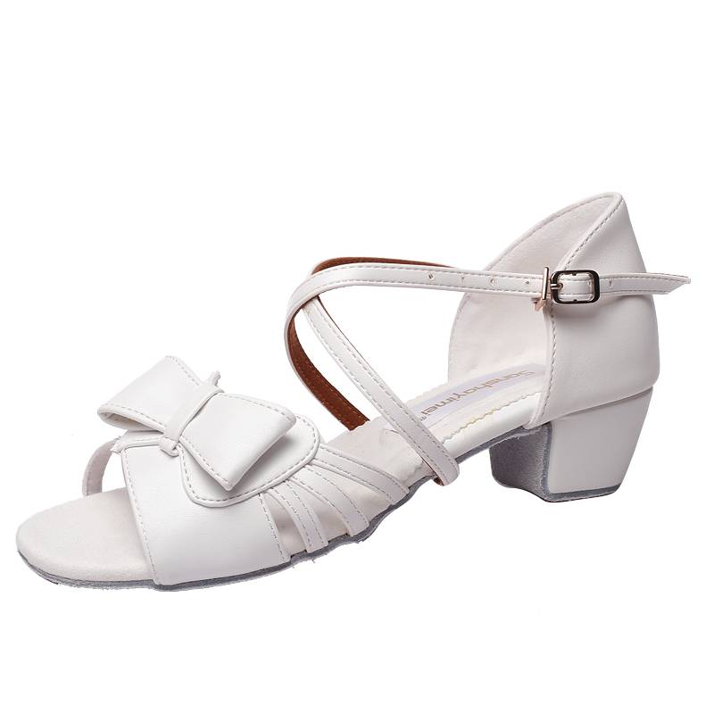 Professional children Latin dance shoes girl white dance shoes girl soft base dance shoes practice shoes