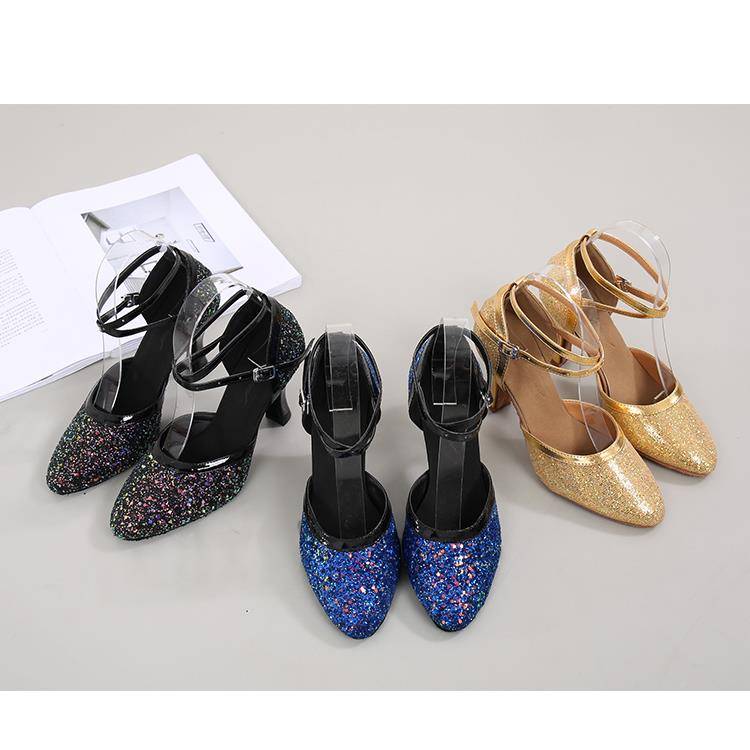 2024 new 2024 new Latin dance room shoe female square dance shoes mid -high heels dance dance female sandals