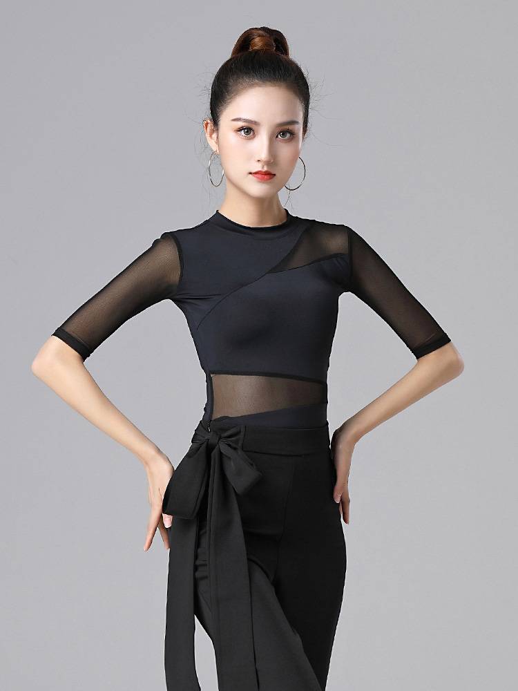 The new dance training clothes in 2023 new dance training clothes Xia Guo standard Latin dance exercise uniforms top women's high -level sense