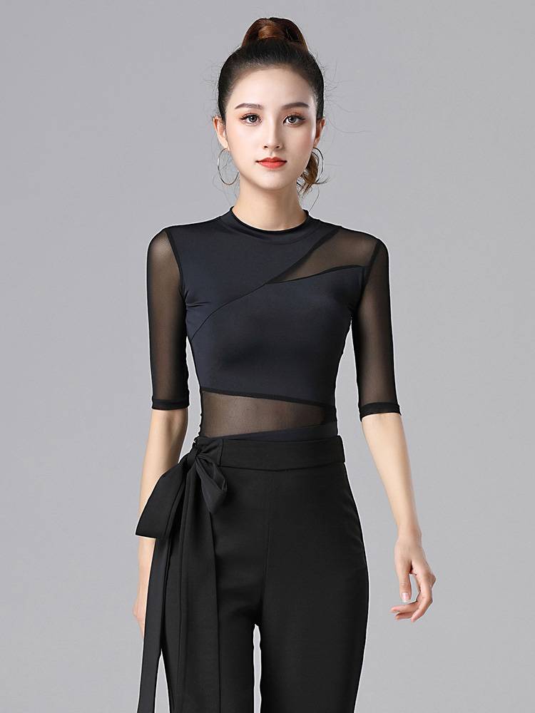 The new dance training clothes in 2023 new dance training clothes Xia Guo standard Latin dance exercise uniforms top women's high -level sense