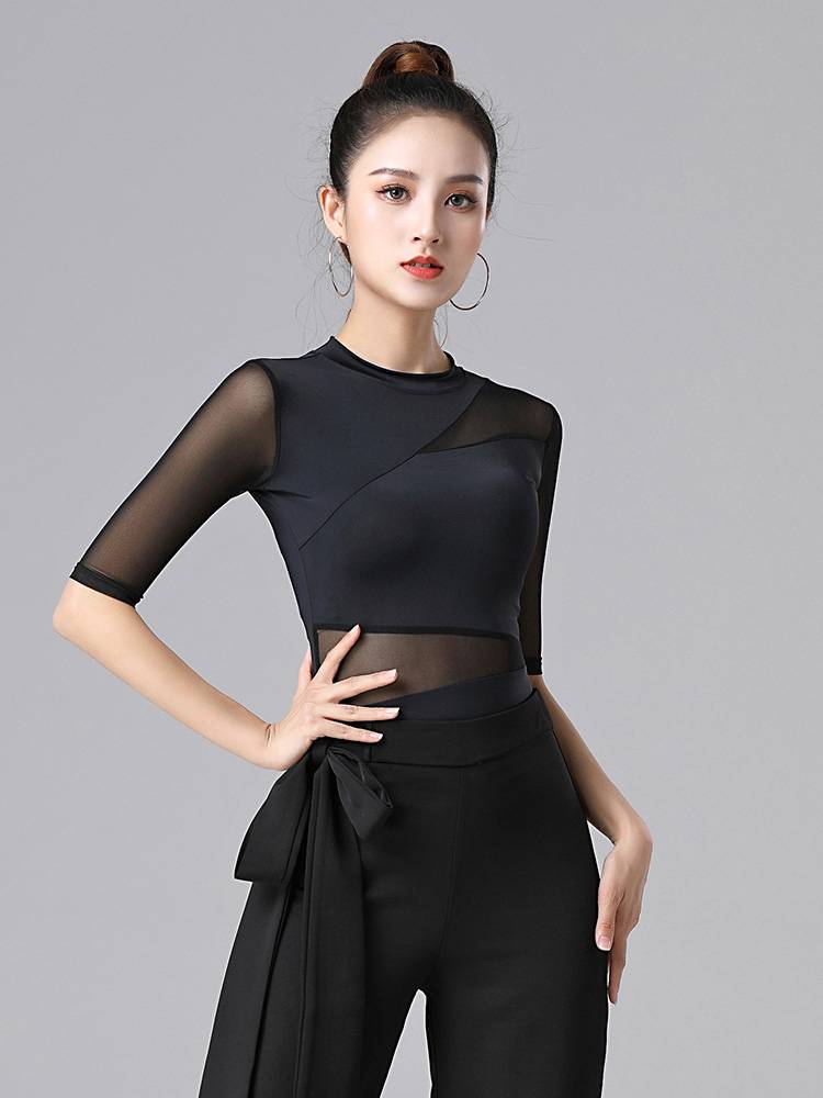 The new dance training clothes in 2023 new dance training clothes Xia Guo standard Latin dance exercise uniforms top women's high -level sense