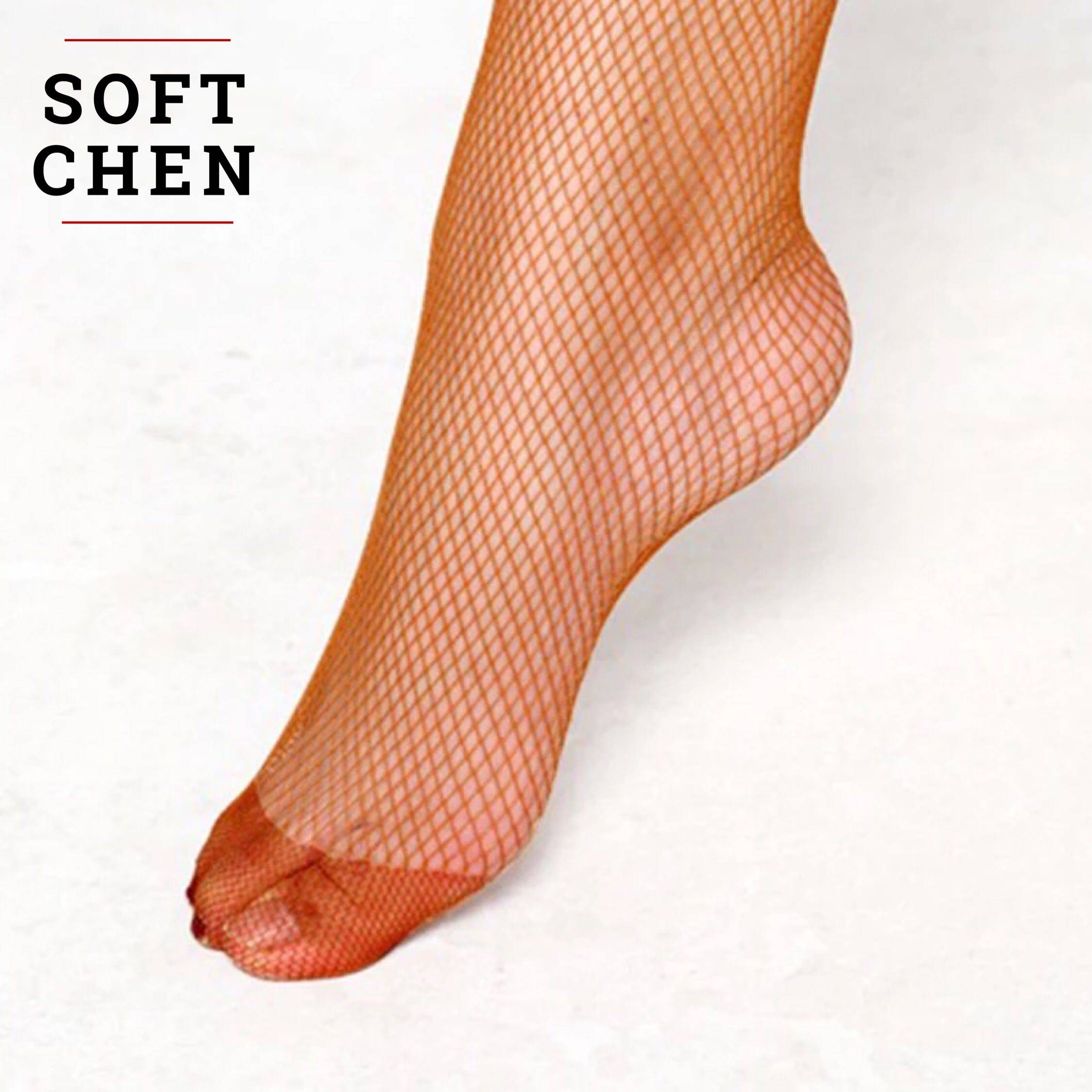 Softchen. Latin dance adult children professional practice caramel black toes encryption plus cotton crotch soft net socks