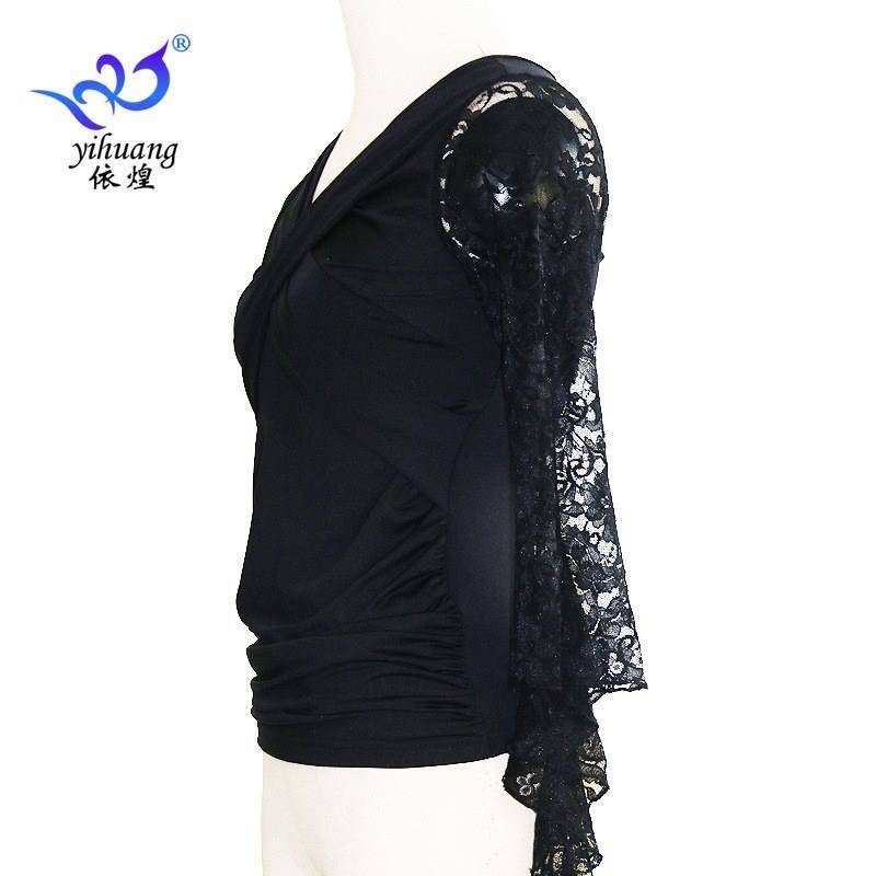 Latin dance top dance nation -label dance clothing horn sleeve lace top dance exercise performance service