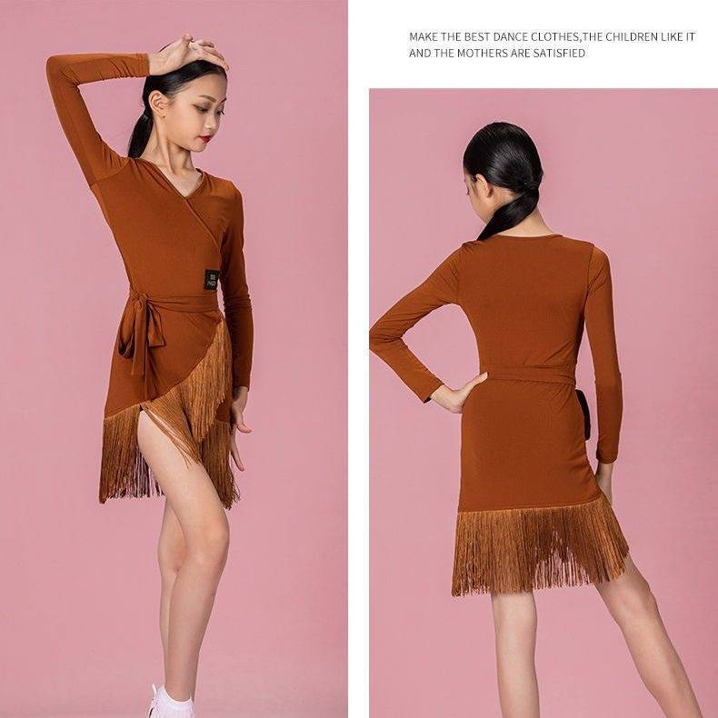 Children's Latin dance exercise suit just exactly the Liu Su skirt children's Latin dance skirt stipulates the performance of the female connecter