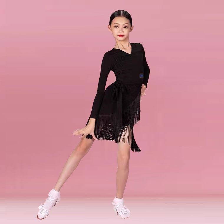 Children's Latin dance exercise suit just exactly the Liu Su skirt children's Latin dance skirt stipulates the performance of the female connecter