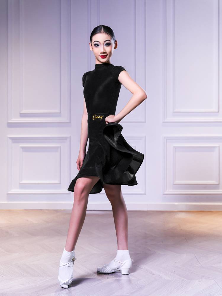 Connilin Dance Dance Girl Black Pond stipulates the race test service performance service fish bone split skirt jacket set