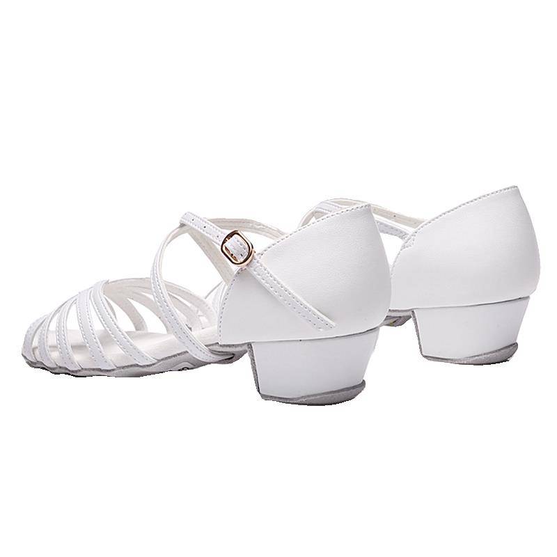 Children's Latin Dance Shoes Girls White Soft Blind Leather Dance Specialty Girls' Performance Performance Low SPO Children Practice