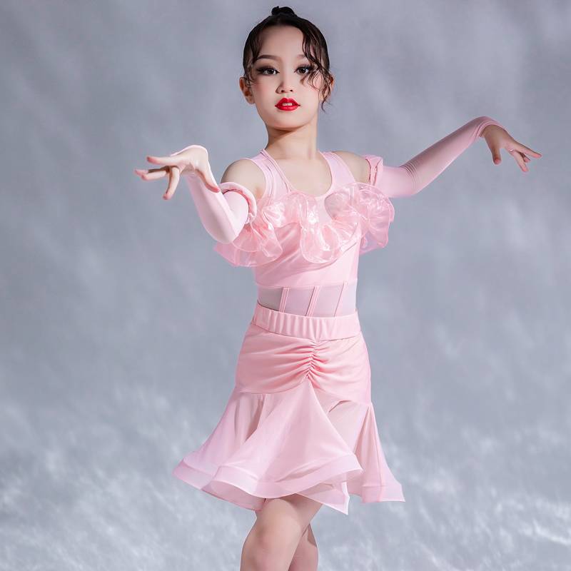 Boyi girl Latin dance summer new sleeveless professional training table performances practice service division lace droplet skirt