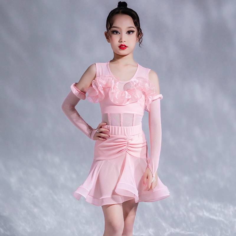 Boyi girl Latin dance summer new sleeveless professional training table performances practice service division lace droplet skirt