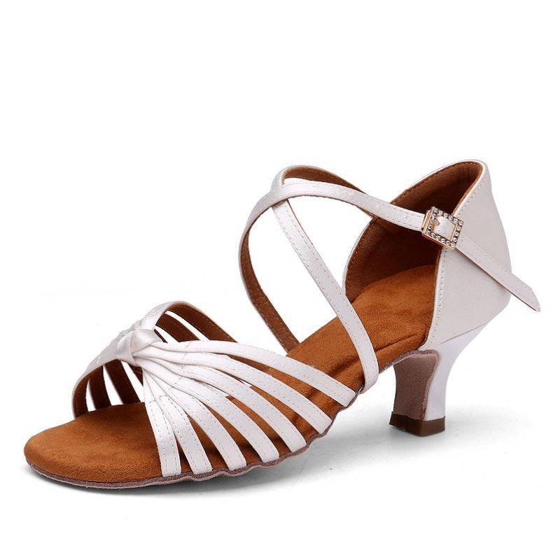 Latin dance shoes girl adult training soft bottom, not tired, summer women middle heel sandals high heel exercise breathable dancing