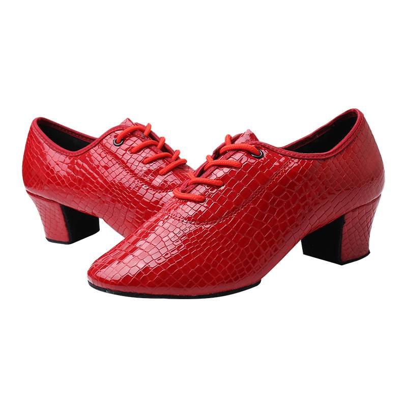 Latin dance shoes female adult leather mid -high heel soft bottom water soldier dance outdoor four seasons women's friendship square dance shoes
