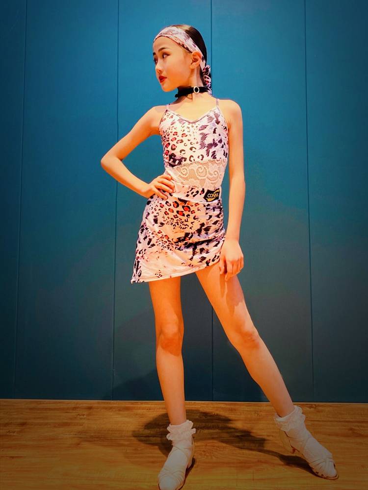 Connie Children's Latin Dance Practice Girls Dance Competition Performance Dance Performance Skill Dance Skirt Set