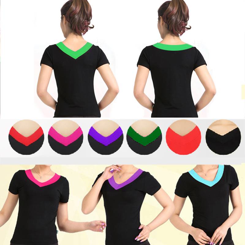 Plaza Dance Clothing top 2024 spring and summer new V -neck short -sleeved dance service adult women's Latin dance exercise uniform