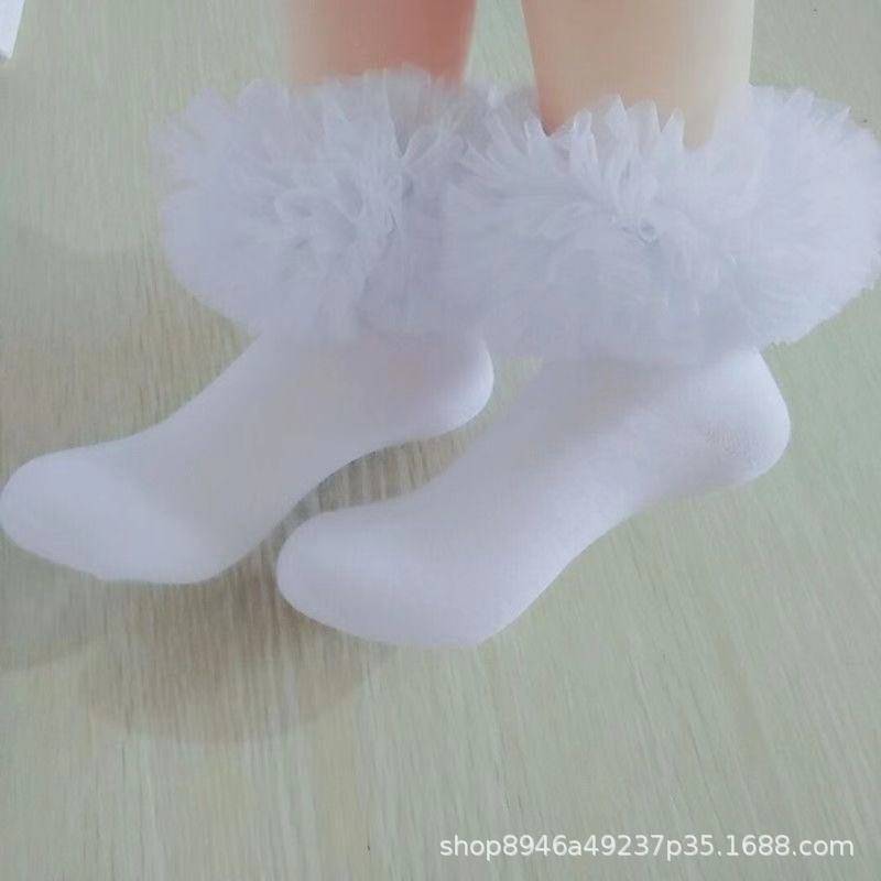 children's Latin dance stipulated socks lace princess lace socks girl dance cotton socks white sock test