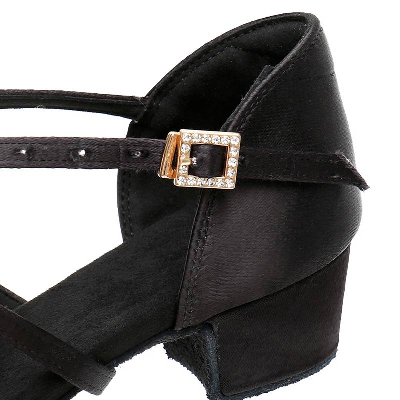 Djzj real silk Latin dance shoes Children and girls practice shoes soft soles with drilling soft bottom dance black spring and summer