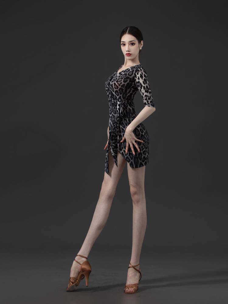 Conny Connie Dance Latin Dance dress female middle sleeve summer adult performance performance practice practice service