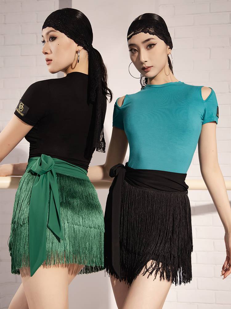 dancebaby Latin dance skirt practice service spring clothing flowing soverell skirt 2024 new dance clothing short skirt ys312