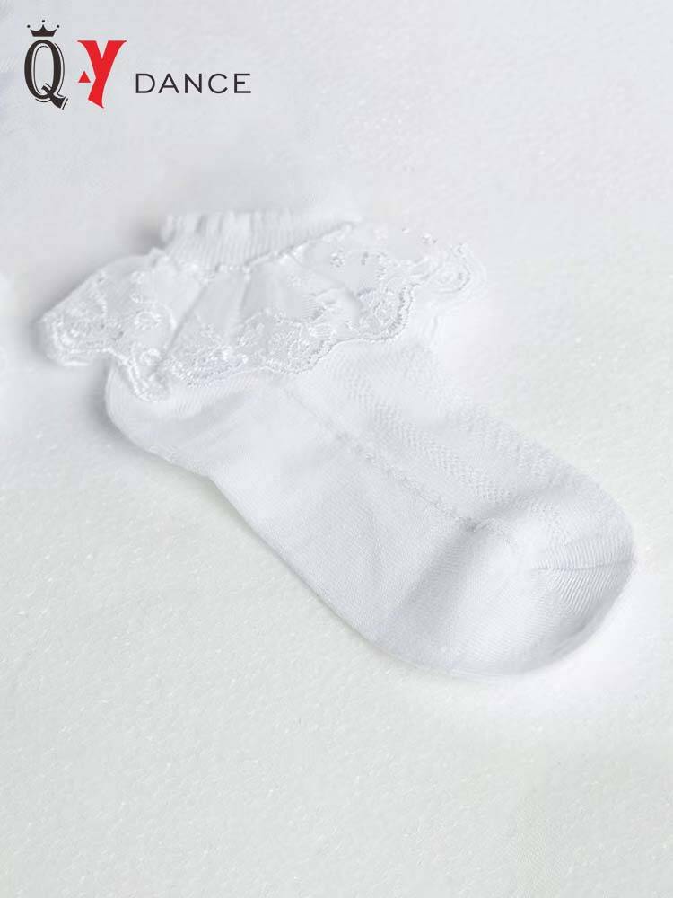 Fiber Dance high -end children's Latin dance special white sock girl watch performance competition practice exercises four seasons common