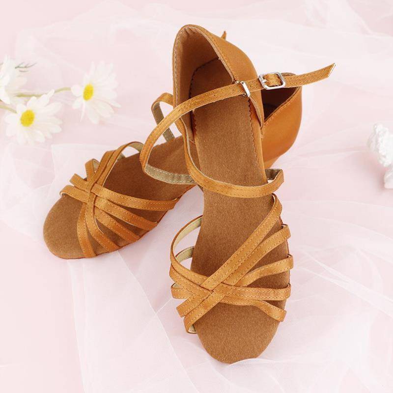Latin dance girls practice pink professional dancing high -end dancing high competition shoes Don’t tired shoes Teacher breathable shape heel