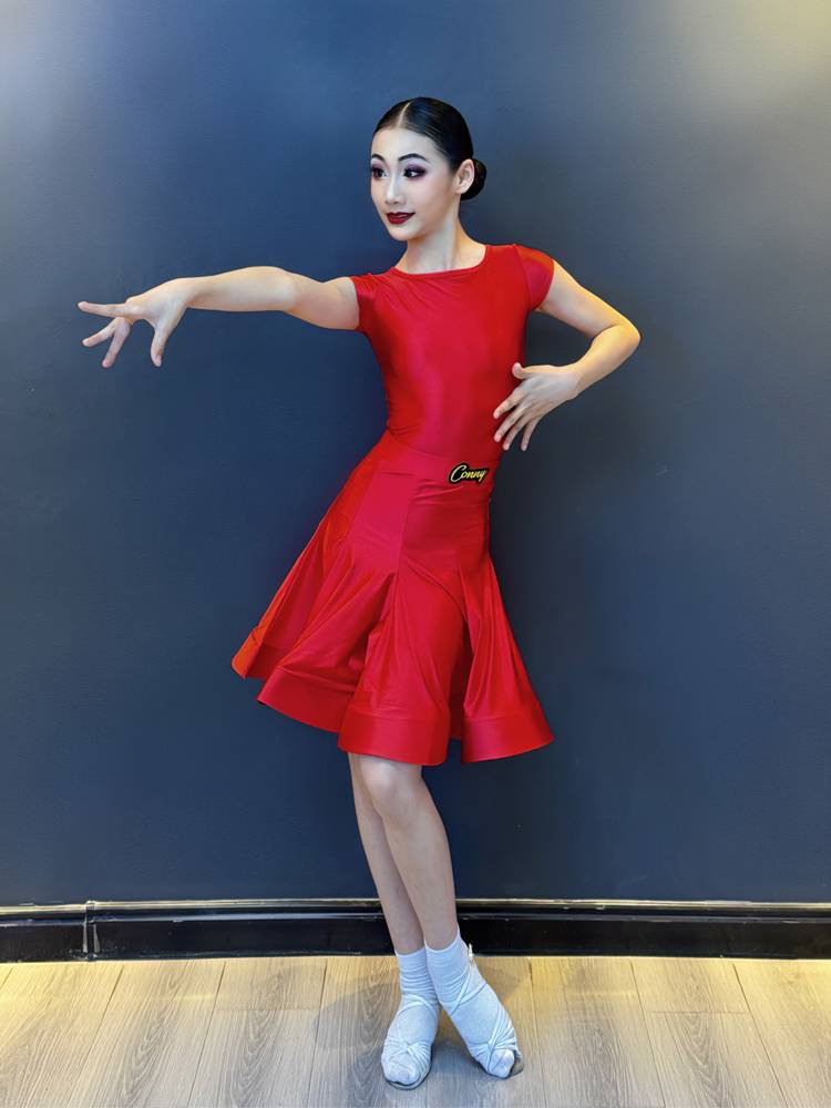 Conny summer new Latin dance contest service actress performance dance skirt children's standard stipulate short sleeves