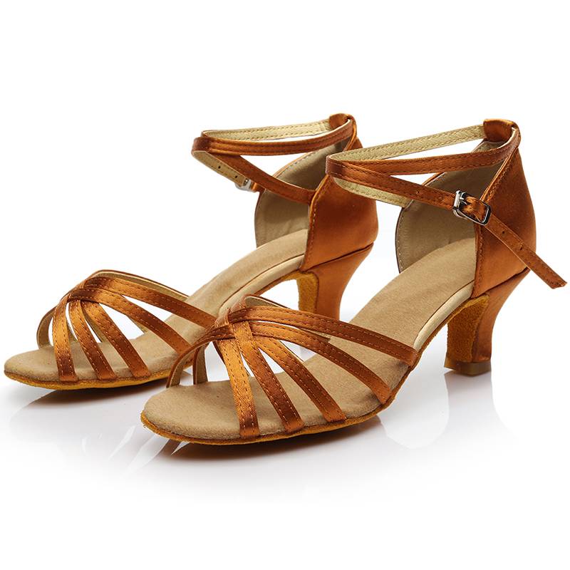 Latin Dance Shoes Female adult mid -to -high -heeled teacher shoes dancing shoes Lunba dance shoes leather soft bottom scholar lady