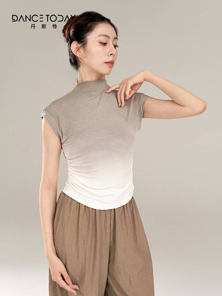 Dancetoday Modern Dance Female 2024 Summer Gradient Short Sleeve Top Together Training Services