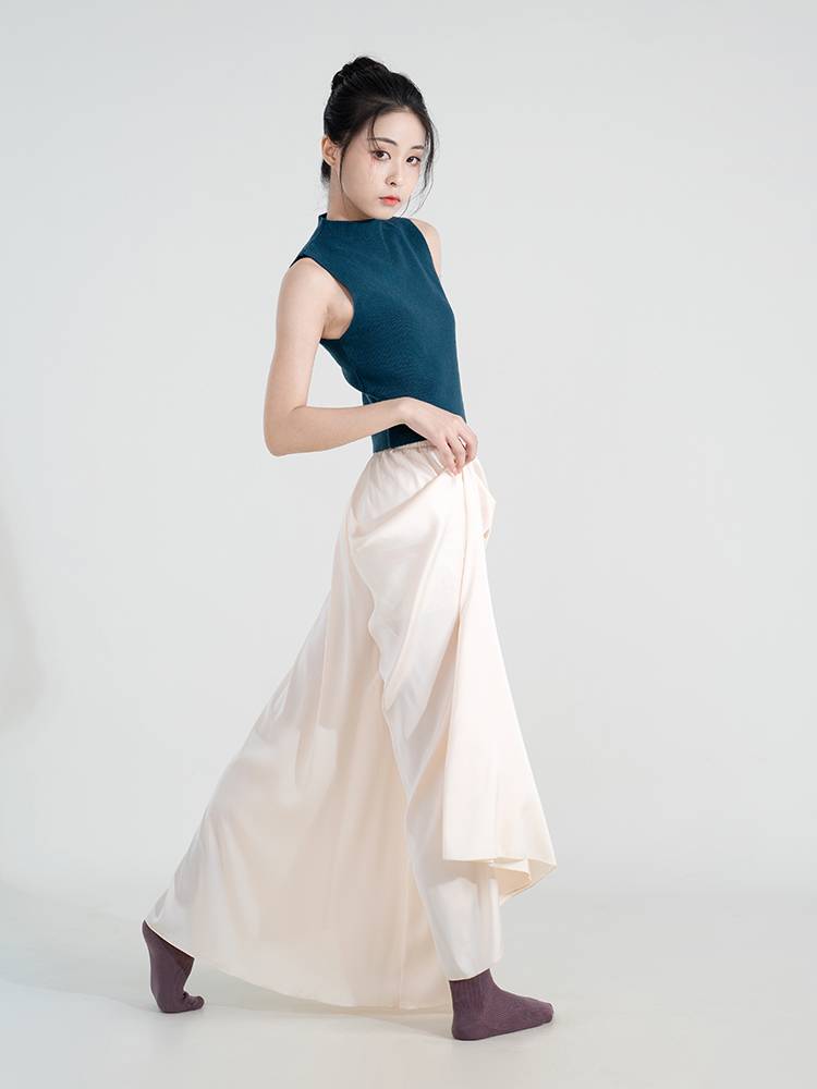 Modern dance Chinese dance satin dance pants dance pants practice pants tall loose, elegant wide leg national dance service