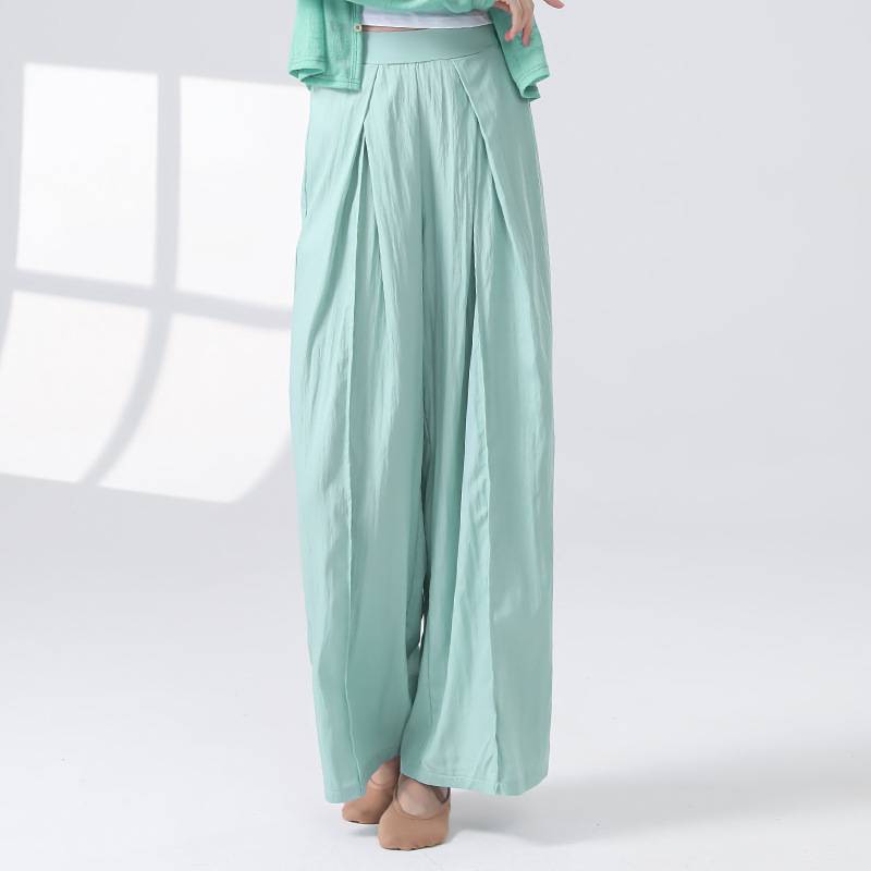 Vertical folds loose wide -leg pants female modern dance clothing thin laziness, lazy physical sense classical dance performance pants
