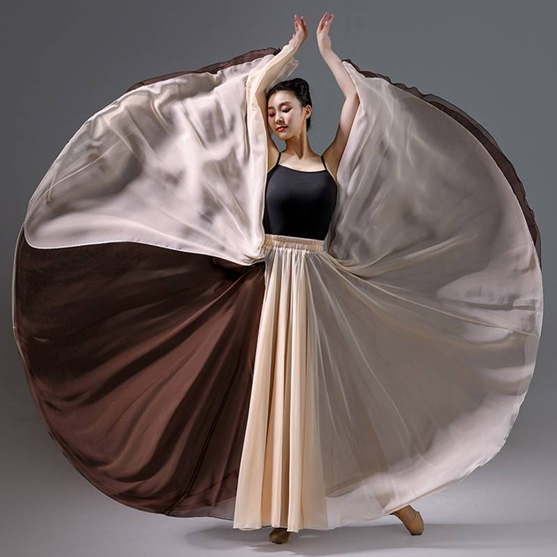 Classical dance big skirt 720 degrees double layer of elegant Chinese modern dance Bao Gua performance service square dance skirt