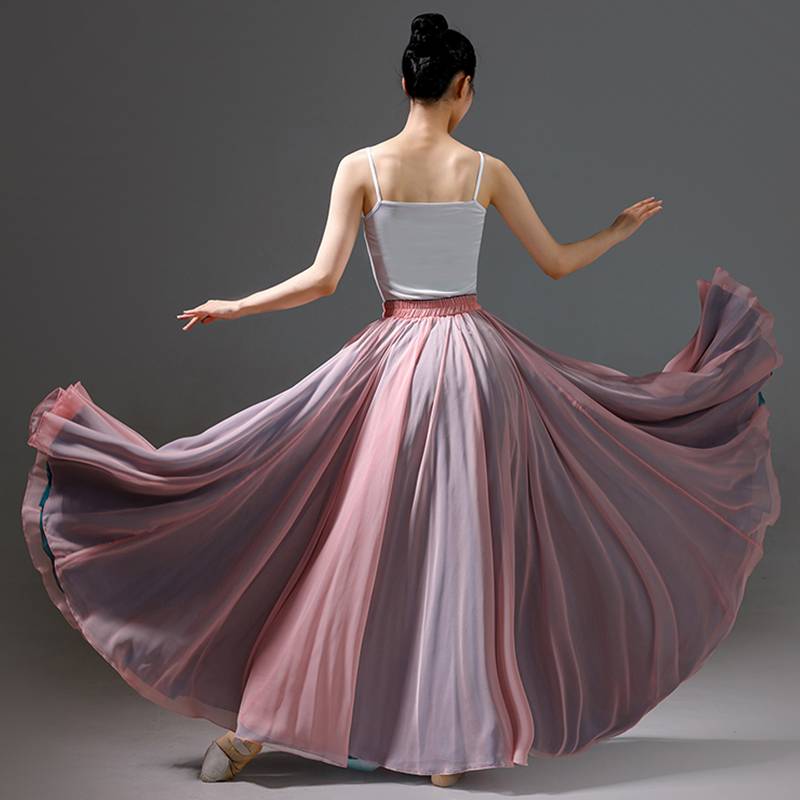 Classical dance big skirt 720 degrees double layer of elegant Chinese modern dance Bao Gua performance service square dance skirt