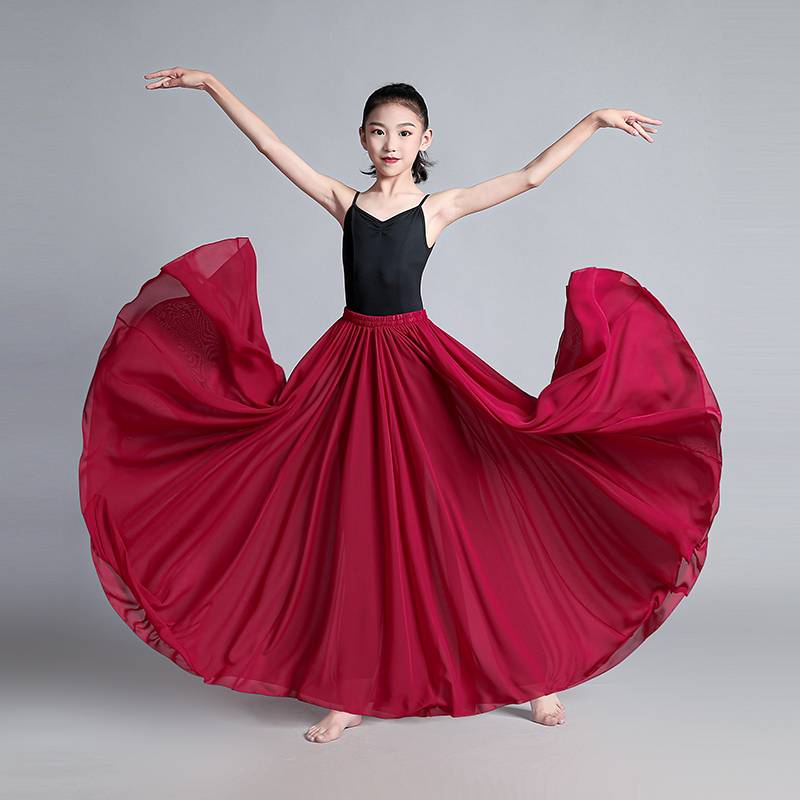 Children's 720 -degree big skirt dance photo photo, shelter skirt girl classical modern dance exercise long skirt