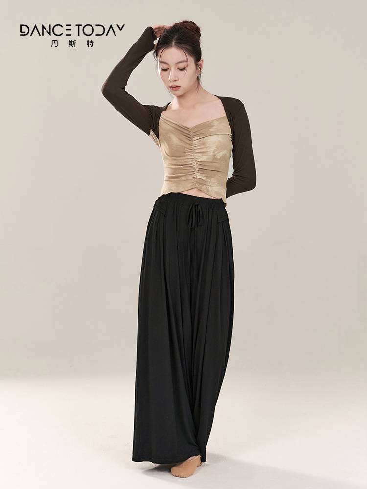 dancetoday Modern Dance -shaped body exercise uniforms refer to long -sleeved short waist top classic dance service girl
