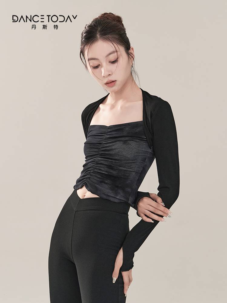 dancetoday Modern Dance -shaped body exercise uniforms refer to long -sleeved short waist top classic dance service girl
