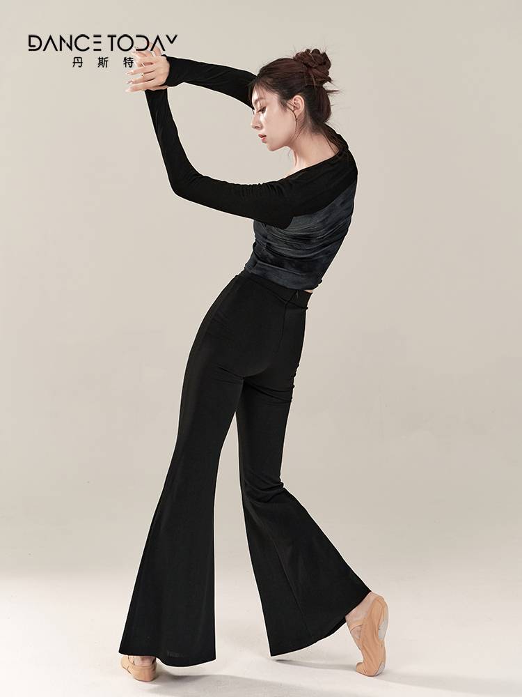 dancetoday Modern Dance -shaped body exercise uniforms refer to long -sleeved short waist top classic dance service girl