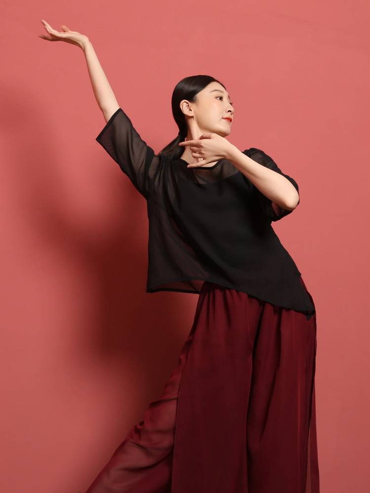 Classical dance body rhyme gauze top female elegant practice service modern dance performance foundation Chinese dance clothing spring and summer