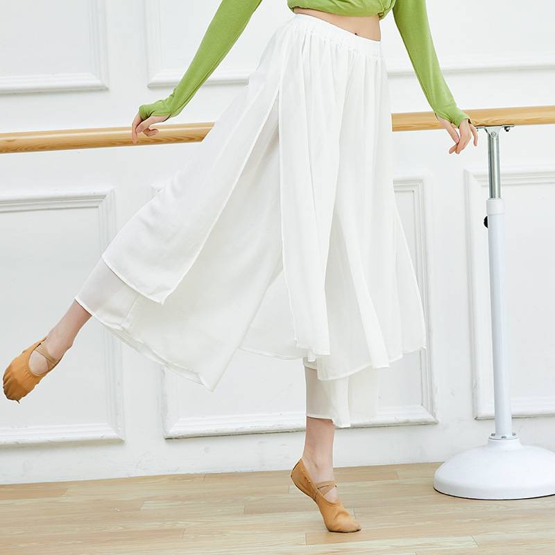 Modern Dance Practice Female Female Pants Pants Chinese Wind Double Chiffon Slip Wide -Leg Pants National Classical Dance Performance Services