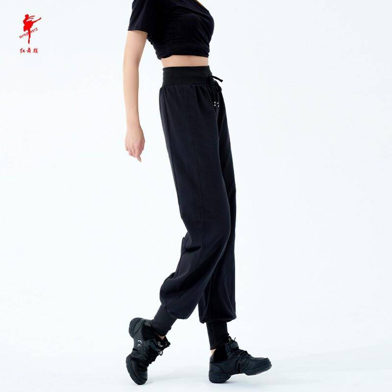 Red Dance Shoes 2733 Dance Pants Modern Dance Men's Leisure Foot Tights Tighter Radish Step High -waisted Pants Black