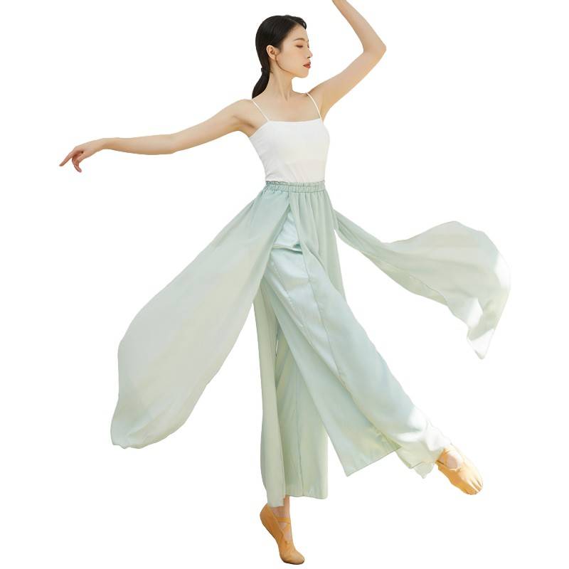 Modern dance clothing dance pants female Chinese classical dance top clothes, elegant body, loose practice, practice dance wide -leg pants