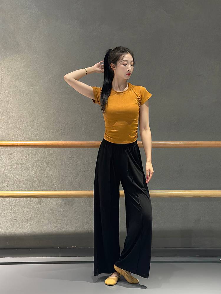 Back waist hollow dance service female short -sleeved summer classical dance modern dance Chinese dance exercise students student body base training service