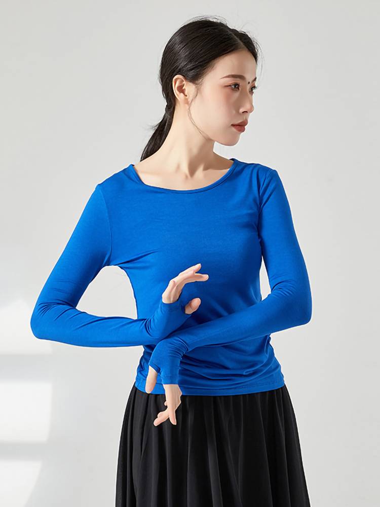 Modern dance exercise suit show clothes Modal dance clothing shows thin classical dance long sleeves fingers dancing clothing