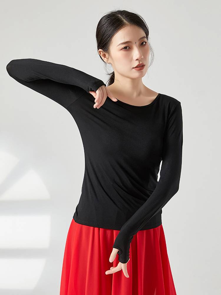 Modern dance exercise suit show clothes Modal dance clothing shows thin classical dance long sleeves fingers dancing clothing