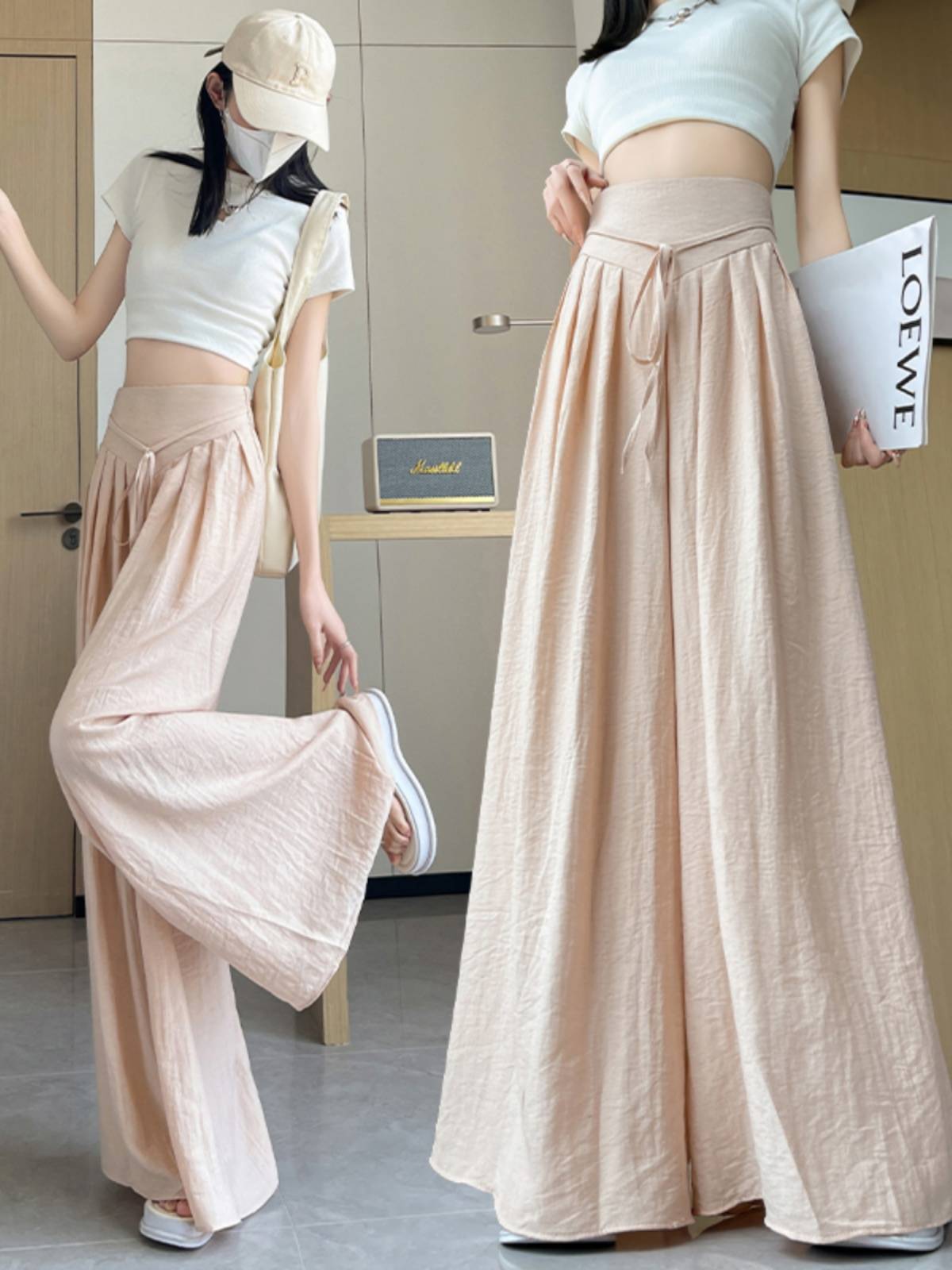 Modern dance pants children's high waist, vertical, wide leg pants, thin classical dance exercise, elegant adult dance pants summer summer