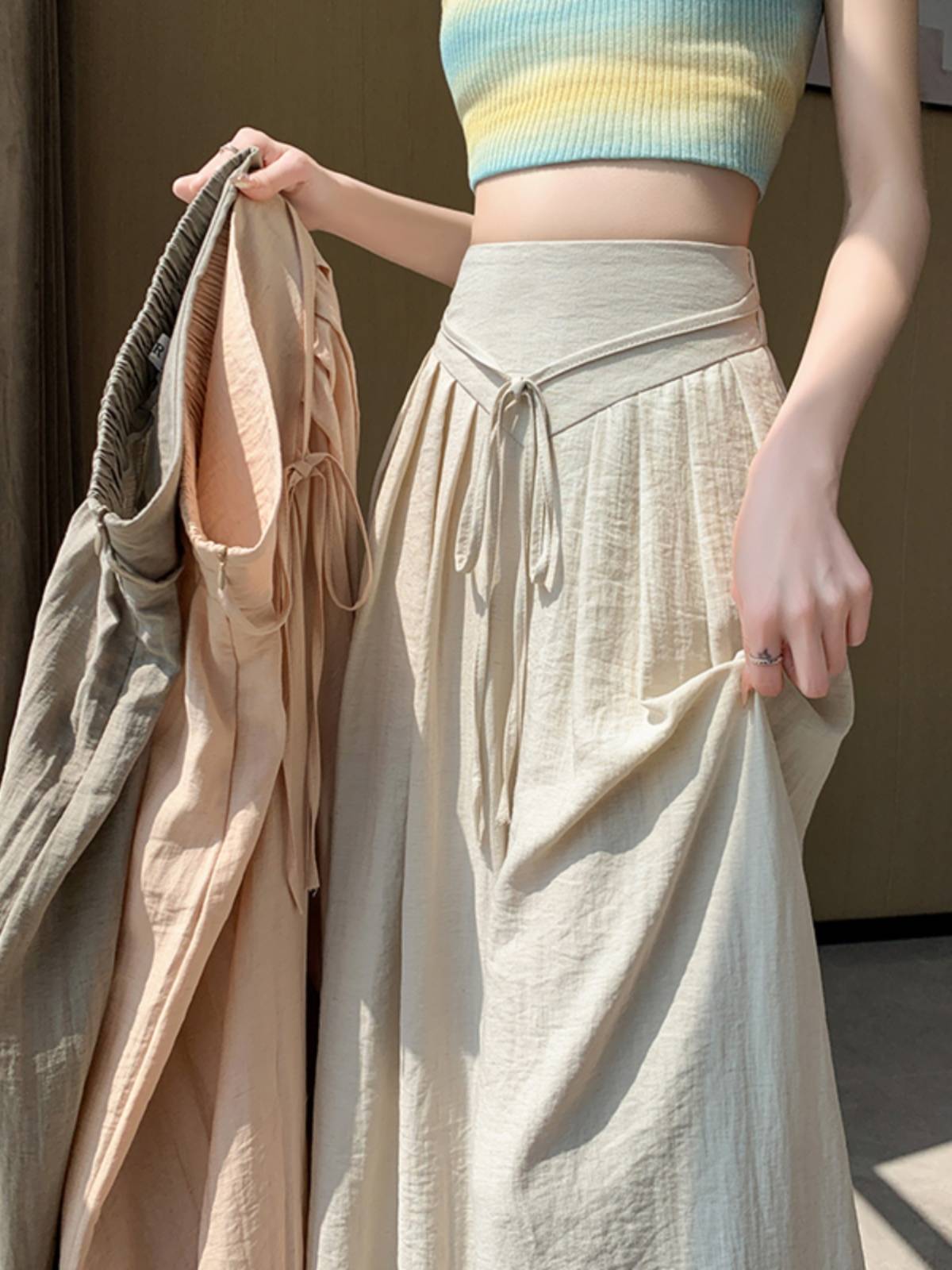 Modern dance pants children's high waist, vertical, wide leg pants, thin classical dance exercise, elegant adult dance pants summer summer