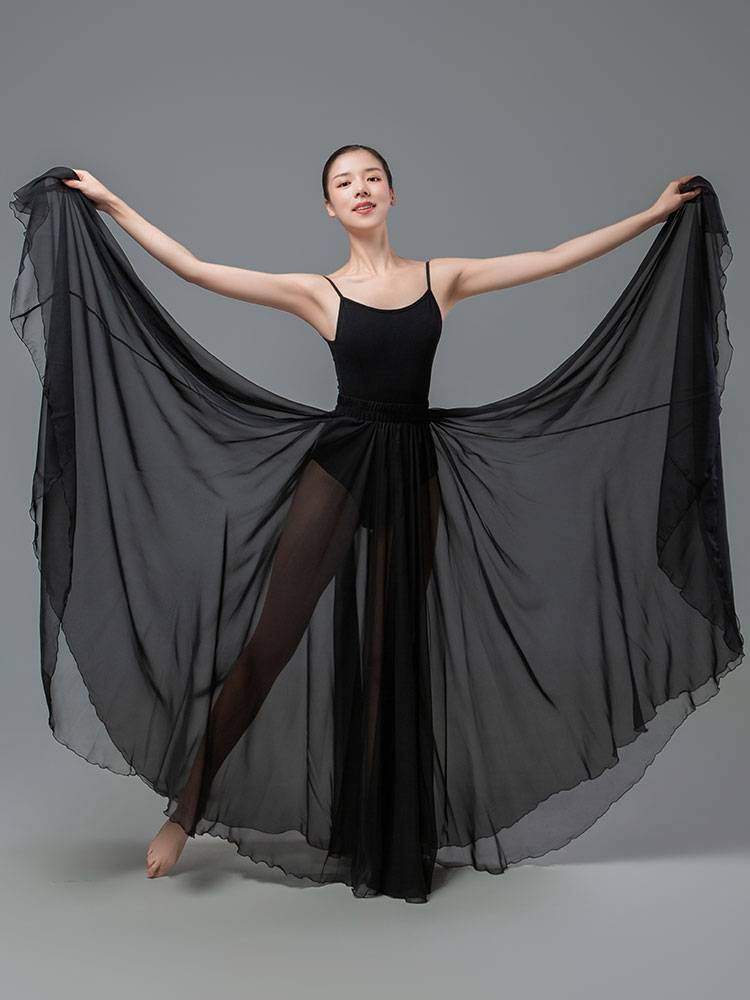 720 -degree Silk Skirt Women's Pine waist tight waist new classical dance service Xinjiang modern practice service light thin skirt