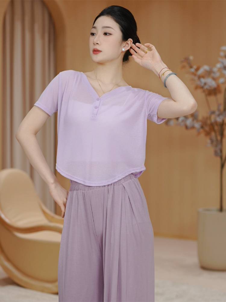 Dance service female summer thin short sleeve top practice loose dancing special modern Chinese classical adult new model