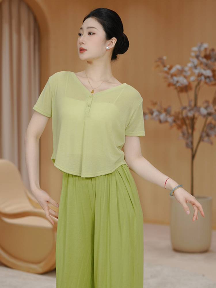 Dance service female summer thin short sleeve top practice loose dancing special modern Chinese classical adult new model