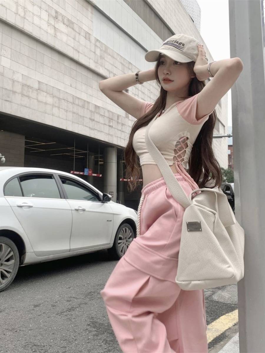 Jazz female adult cool salt -style street worker pants set spring modern dance female group street dance fashion two -piece set
