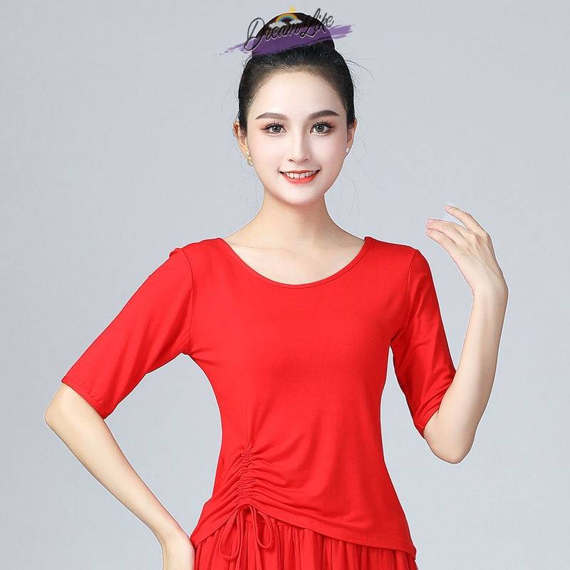Latin Dance Clothing Black Model Dance Top Female Practice Dressing Summer Adult Dance Plaza Dance Clothing is thin