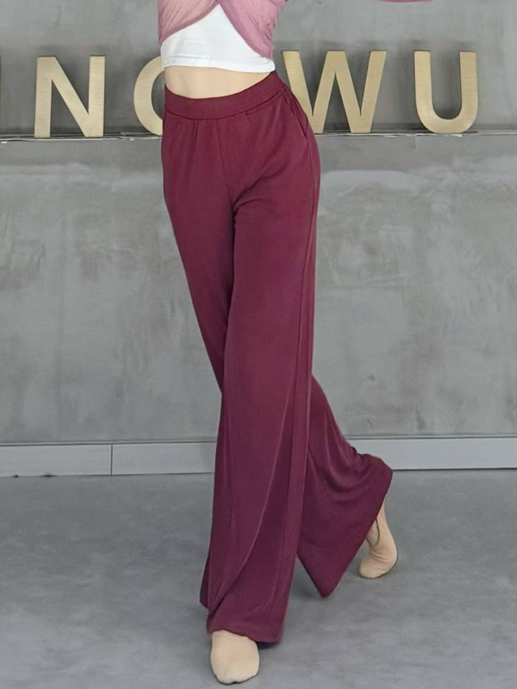 Chinese modern dance clothing classical dance loose wide -leg straight pocket pocket pants pants summer practice pants thin female